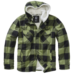 Kapuzenjacke mit Karomuster schwarz/olivgrün - Brandit