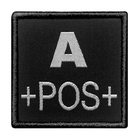 Parche grupo sanguíneo A+ bordado en tela - Negro - A10 Equipment