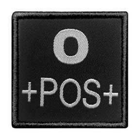 Parche grupo sanguíneo O+ bordado en tela - Negro - A10 Equipment