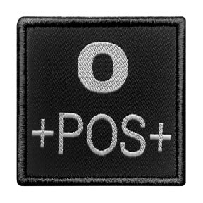 Parche grupo sanguíneo O+ bordado en tela - Negro - A10 Equipment