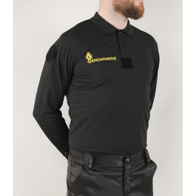Polo Gendarmerie Mobile Cooldry + Velcro Czarne - Patrol