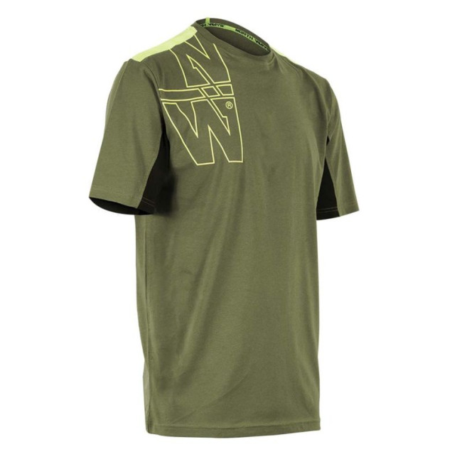 Werk T-shirt korte mouwen Peter khaki/fluorgeel - North Ways