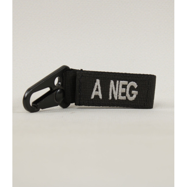 Porte clé tactique groupe sanguin A- Noir - Miltec
