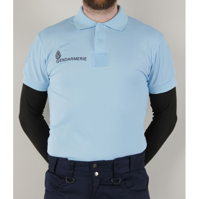 Atmungsaktives Poloshirt Gendarmerie Blau + Klettverschlüsse - Patrol