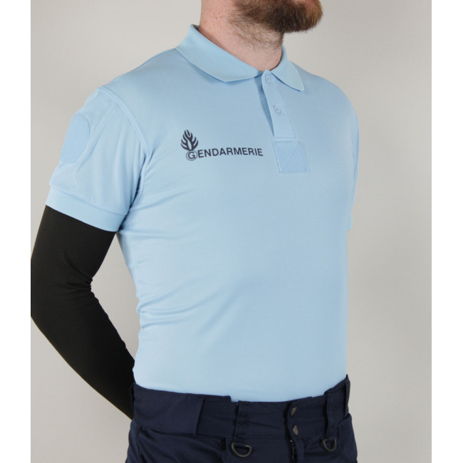 Atmungsaktives Poloshirt Gendarmerie Blau + Klettverschlüsse - Patrol