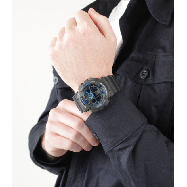 G-Shock Classic GA-100 horloge zwart/blauw - Casio