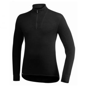 T-shirt z długimi rękawami z zamkiem Turtleneck 400 Czarny - Woolpower