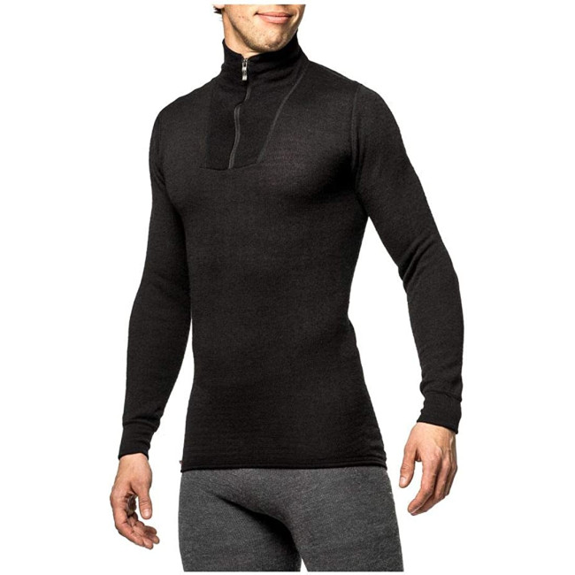 Tee-shirt manches longues avec zip Turtleneck Noir - Woolpower