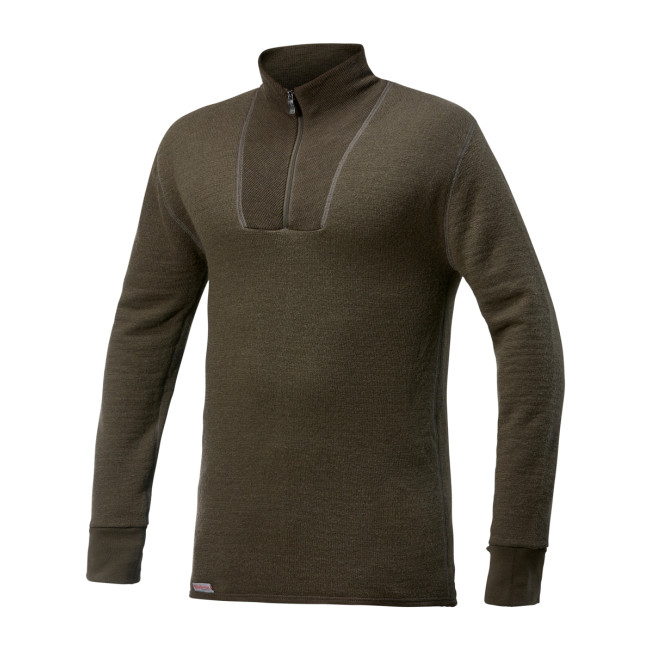 T-shirt z długimi rękawami na zamek Turtleneck Pine Green - Woolpower