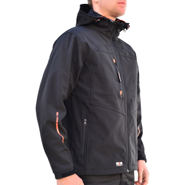 Softshell Jas zwart met capuchon - HEROCK