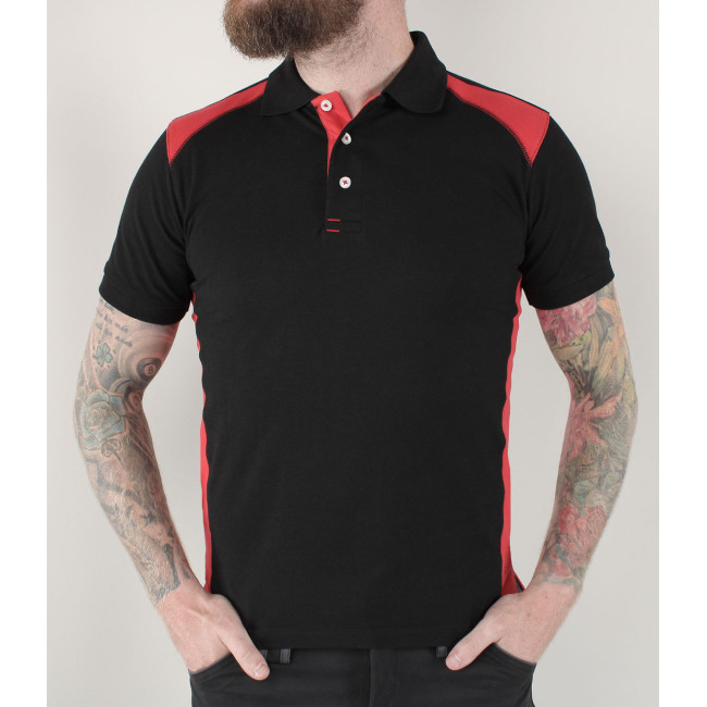 Piqué-Poloshirt Schwarz/Rot - Blaklader