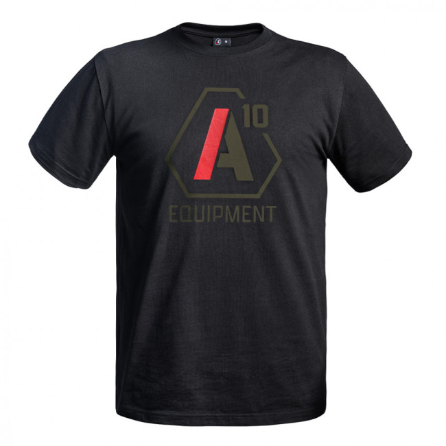 T-shirt Strong A10 zwart logo's olijfgroen / rood - A10 Equipment