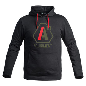 Hoodie A10 schwarz mit olivgrünen / roten Logos - A10 Equipment