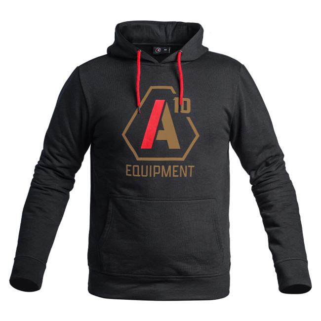 Hoodie A10 schwarz mit tan / roten Logos - A10 Equipment