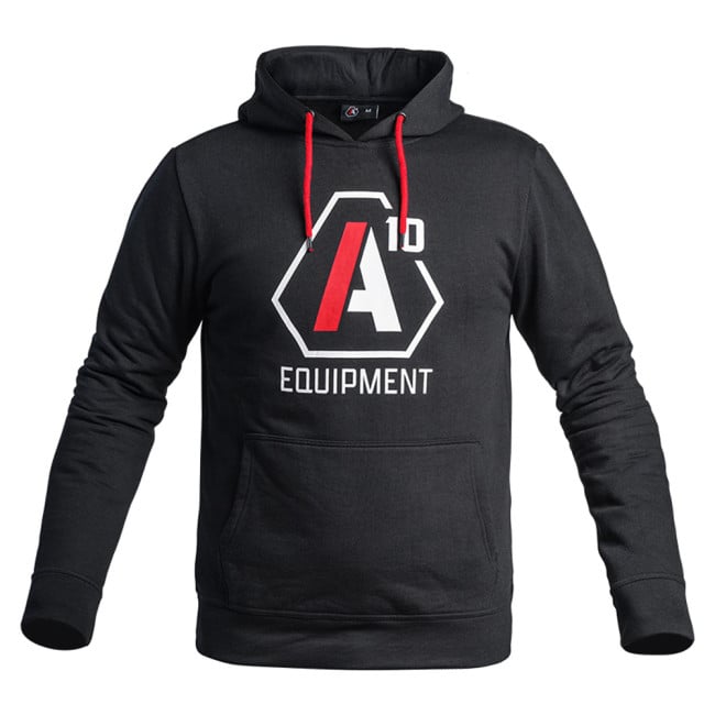 Hoodie A10 schwarz mit weißen / roten Logos - A10 Equipment