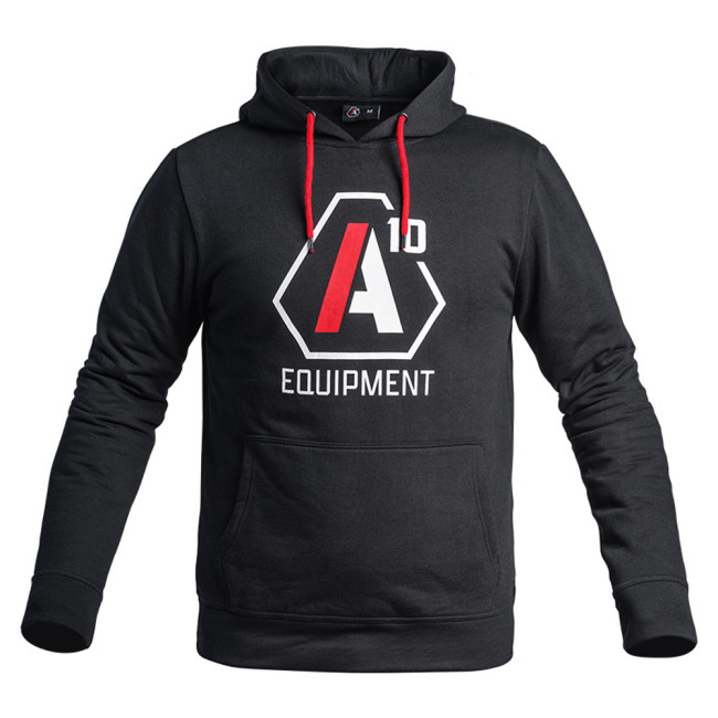 Hoodie A10 zwart logo's wit / rood - A10 Equipment